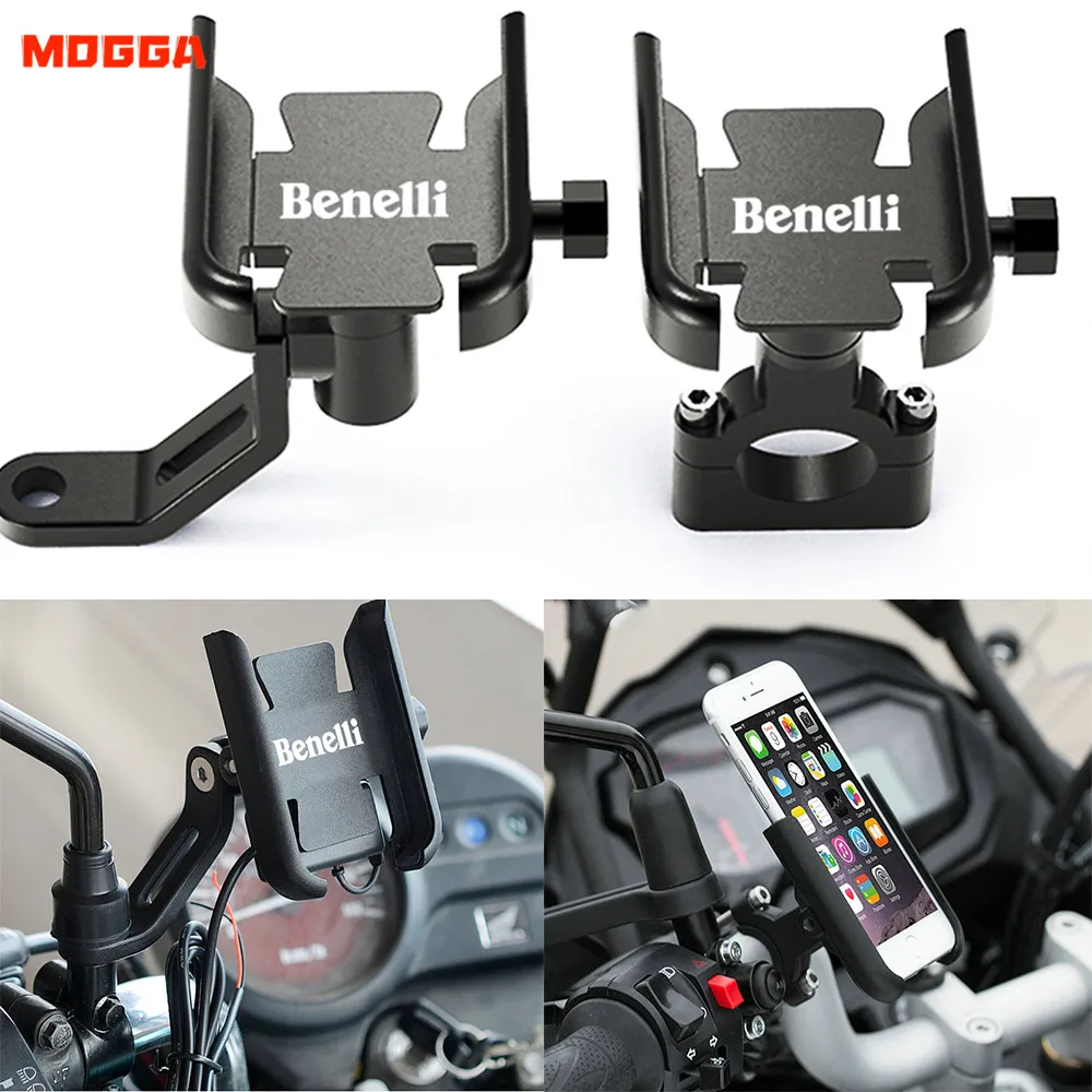 

Motorcycle Cell Phone Holder Handlebar GPS Stand For Benelli TRK 502 502X TRK502 TRK502X TNT 125 300 600 Leoncino 250 500 Black
