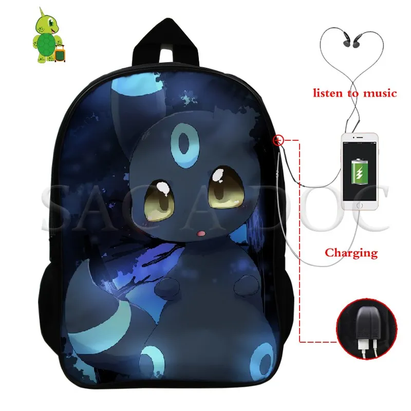 Pokemon Mewtwo Umbreon рюкзак для женщин и мужчин многофункциональный USB зарядка школьные и дорожные сумки для подростков студентов ноутбук рюкзак - Цвет: 11