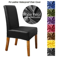 waterproof chair covers simple solid color high stretch pu leather furniture protector household washable seat covers