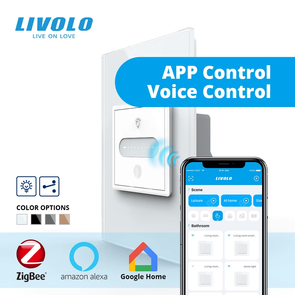 

Переключатель LIVOLO, стандарт США, умный, Wi-Fi, сенсорный, 2 направления, регулировка яркости, семь передач, регулировка яркости, управление google home, alexa