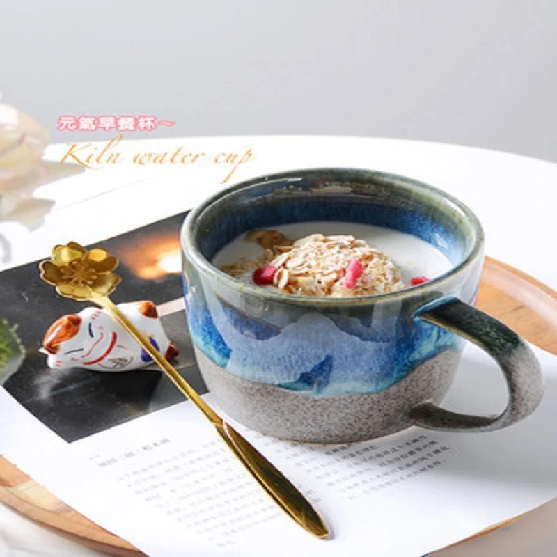 Китайская керамическая кружка для печи дома и офиса чашка воды с голубой
