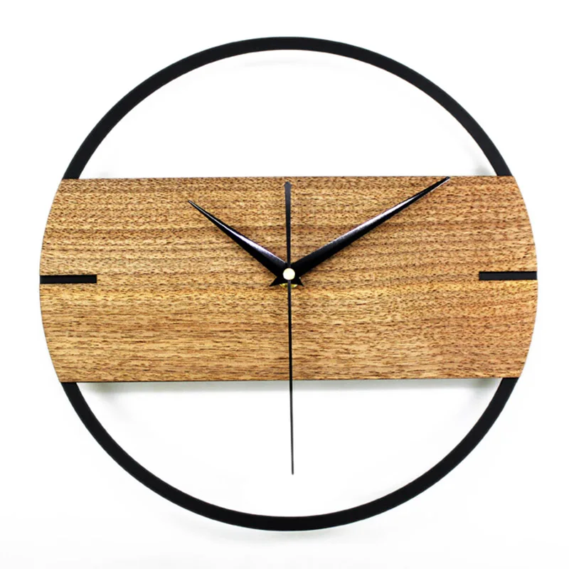 

3D Silent Vintage Wall Clock Simple Modern Design Wooden Clocks for Bedroom Stickers Wood Wall Watch Home Decor 12 inch