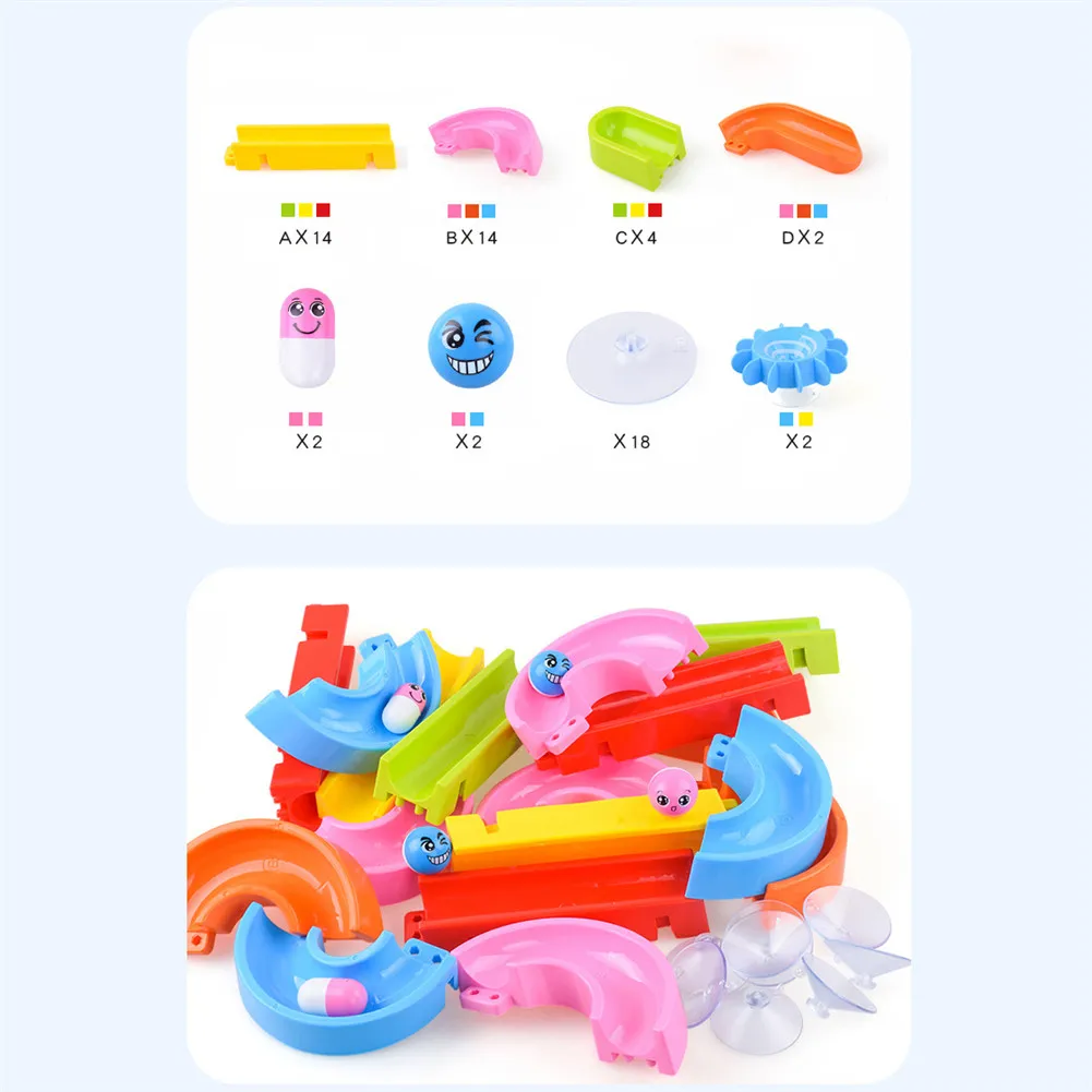 

60PCS Bath Toys Baby Bathroom DIY Track Bathtub Kids Play Water Games Tool Bathing Shower Wall Suction Set Bath Toy For Children