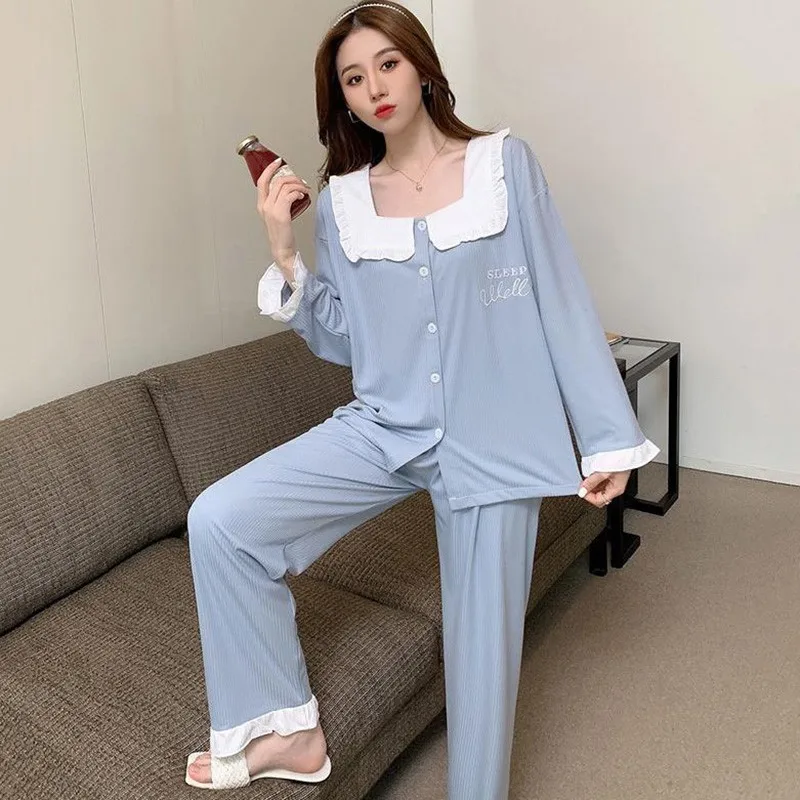 2 шт. Хлопковая пижама для беременных с оборками |