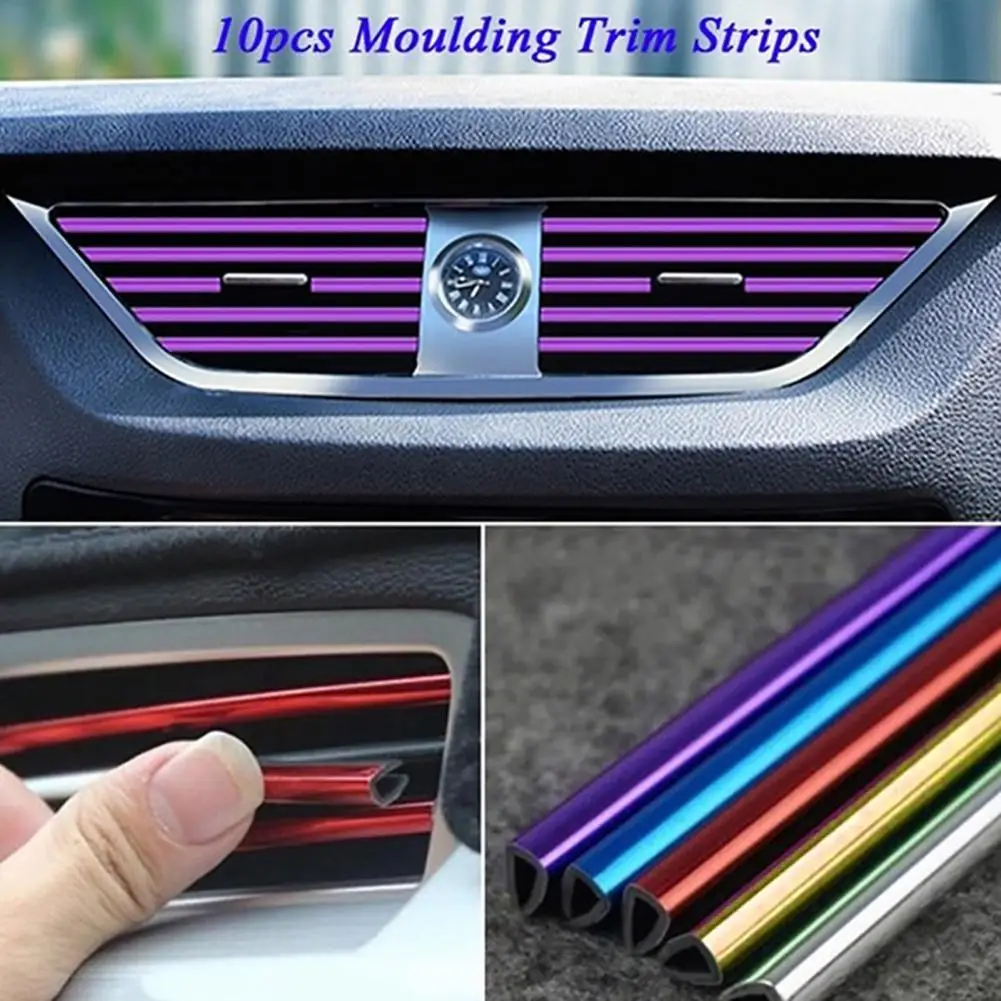 

Dropshipping!!10Pcs Air Outlet Decor Strips Universal Automatic Clamping PVC U Shaped Car Interior Modeling for MPV