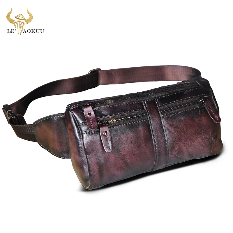 Price ريترو النبيذ جلد طبيعي حقيقي للجنسين عبر الجسم حقيبة رافعة تصميم السفر عادية 7 جراب هاتف فاني حزام خصر حقيبة حزمة 811 49