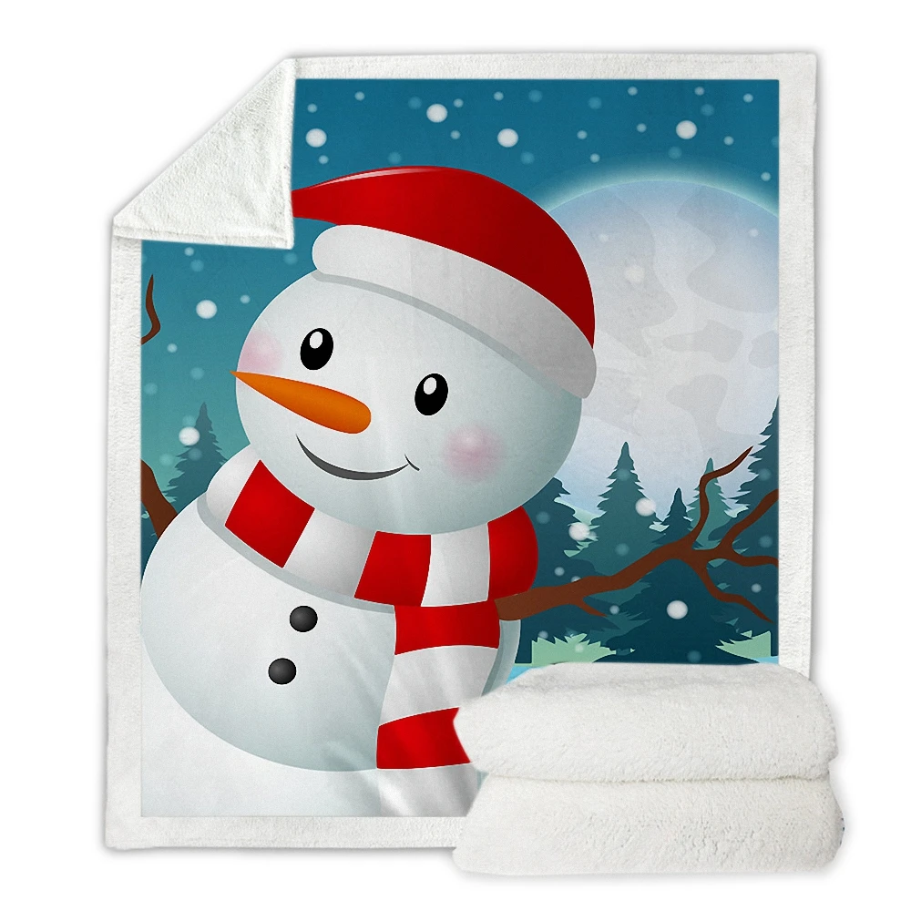 2019 рождественское Новогоднее квадратное одеяло с принтом для кроватей из шерсти