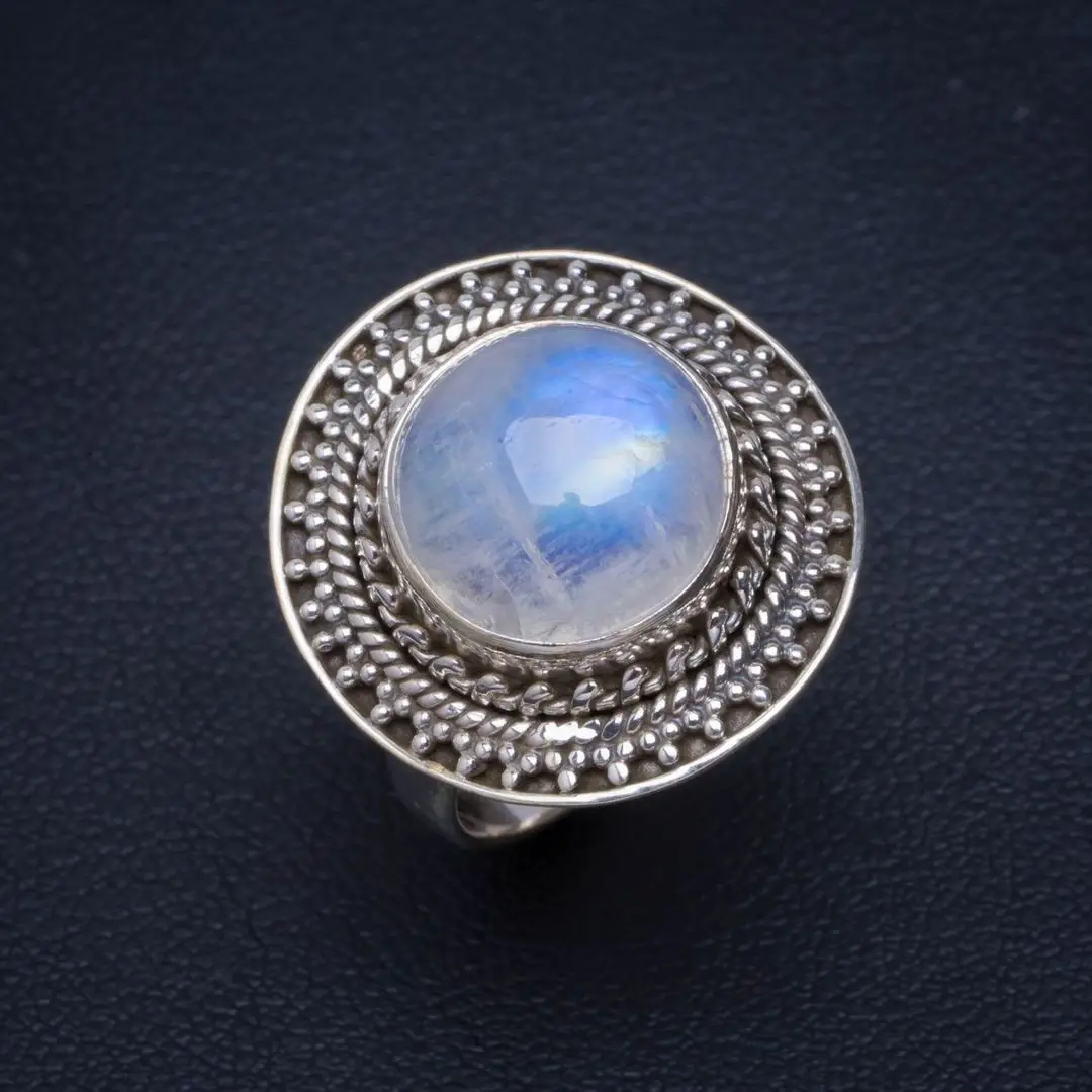 Натуральное Радужное лунное кольцо ручной работы уникальное 925 пробы Серебряное