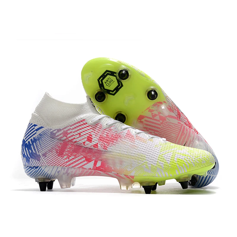 

New Football Boots SG High Top Soccer Shoes Soft Ground Superfly Soft Ground Sport Training Sock Cleats krampon Drop shipping