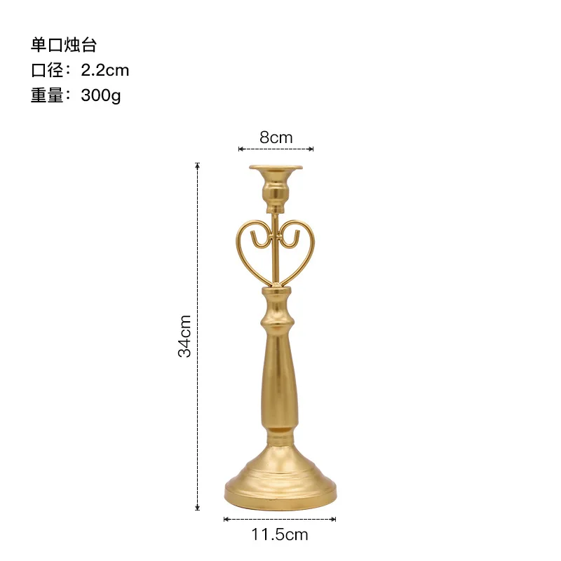 

European style light luxury candle holder retro metal candle holder American dining table holiday home decoration