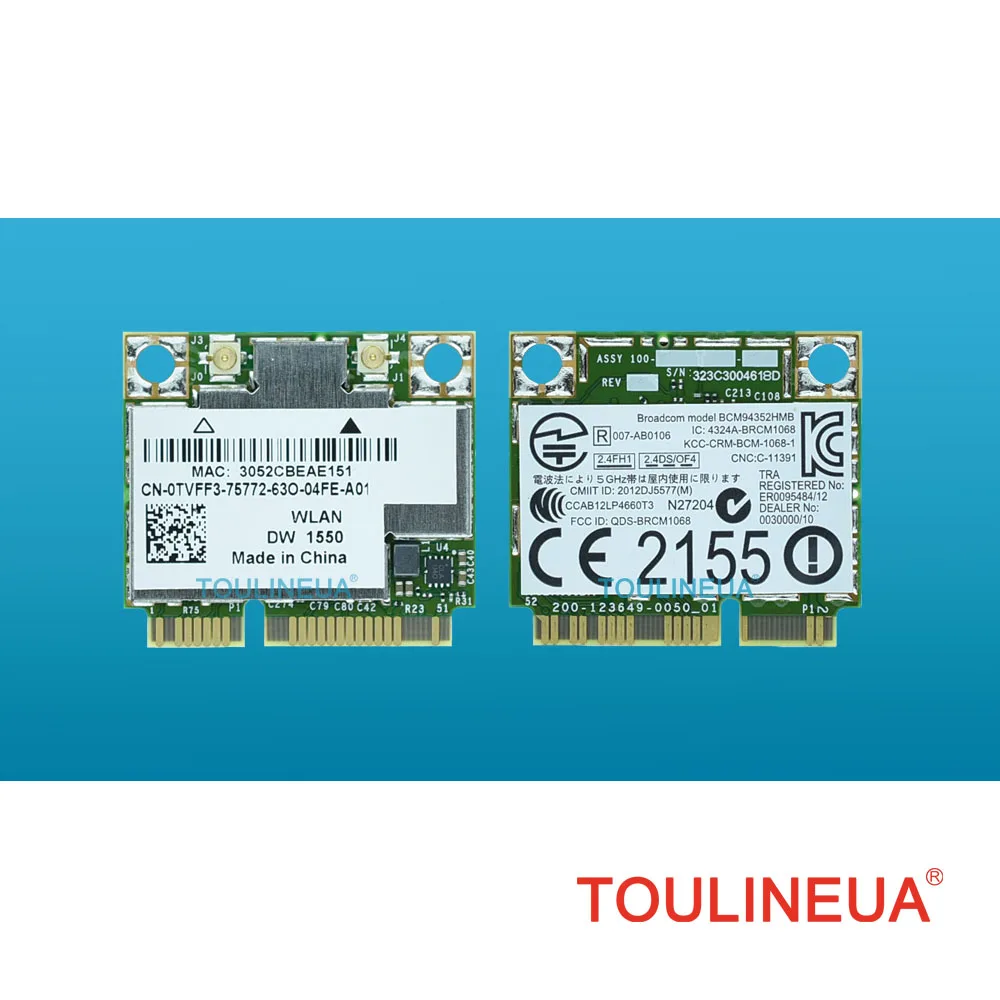 BCM94352HMB DW1550 802.11ac 867 Мбит/с Двухдиапазонная 2 4 & 5G AC Bluetooth 0 BT4.0 WiFi беспроводная карта