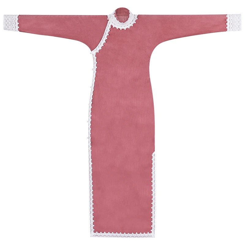 

Spring autumn Republic China lace edge long-sleeved corduroy retro cheongsam dress elegant women Cotton Straight