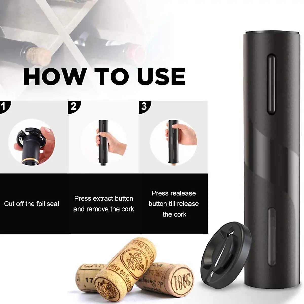 

Automatic Bottle Opener Wine Opener Electric Red Wine Opener USB Rechargeable Jar Opener Kitchen Accessories Bottle Opener