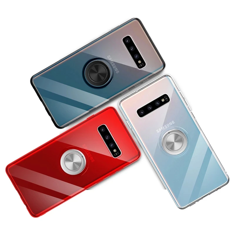 

Transparent Shockproof Case For Samsung Galaxy Note 20 S20 S21 Ultra S10 Plus S10E 9 8 S9 S8 Phone Armor Ring Holder Stand Cover