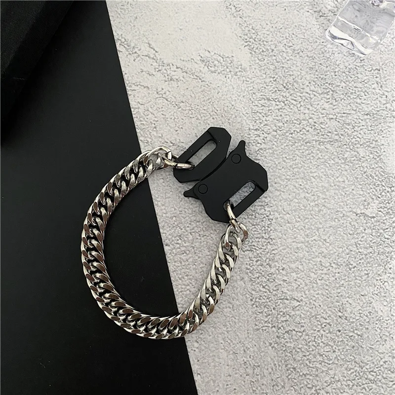 

Hiphop male titanium bracelet high arcade can wind dark punk male and female hiphop couple instagram bracelet