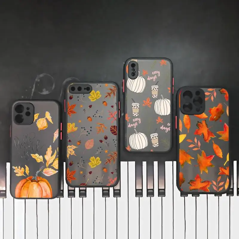 

Pumpkin happy autumn fall leaves Phone Case matte transparent For iphone 7 8 11 12 plus mini x xs xr pro max cover