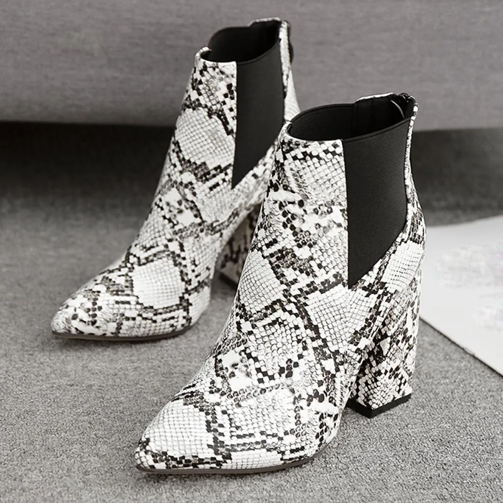 Женские ботильоны на толстом каблуке Сезон осень зима Женская обувь высоком