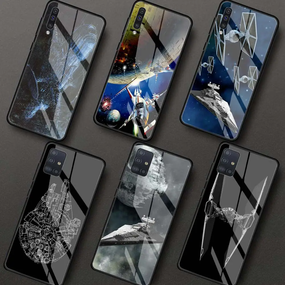 

Cool Star space ship Wars Glass Phone Case For Samsung Galaxy A51 A50 A71 A70 A21s A31 A10 A40 A52 M31 A41 A30 A91 M51 A72 Cover