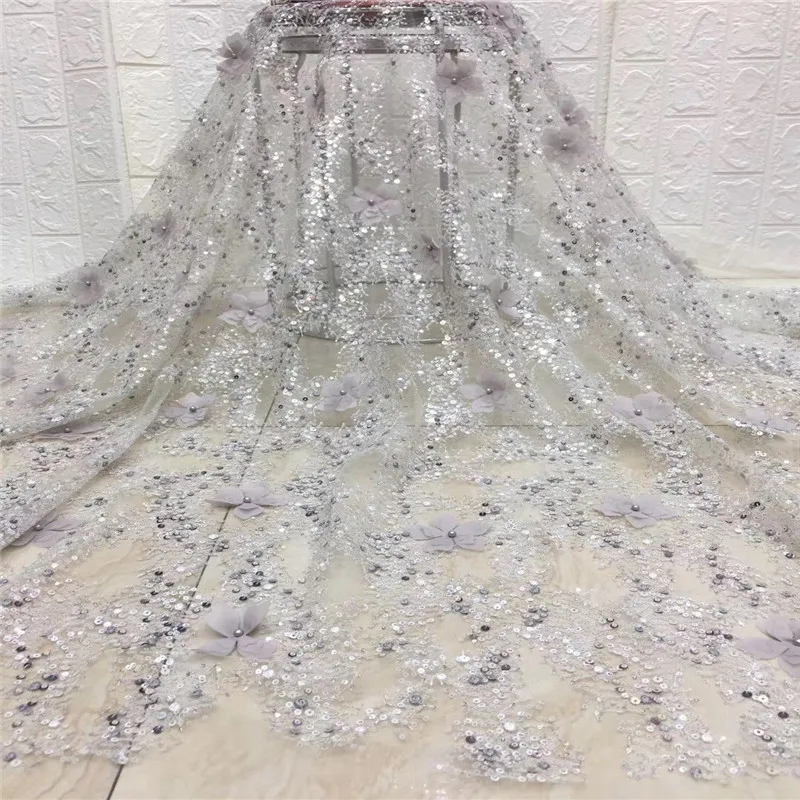 2018 Высокое качество Французский нигерийский блестки чистая кружева африканский