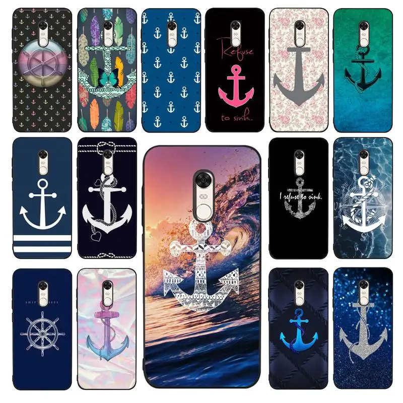 

Yinuoda Stripes Anchor Boat Ship Wheel Phone Case for Redmi 5 6 7 8 9 A 5plus K20 4X 6 cover