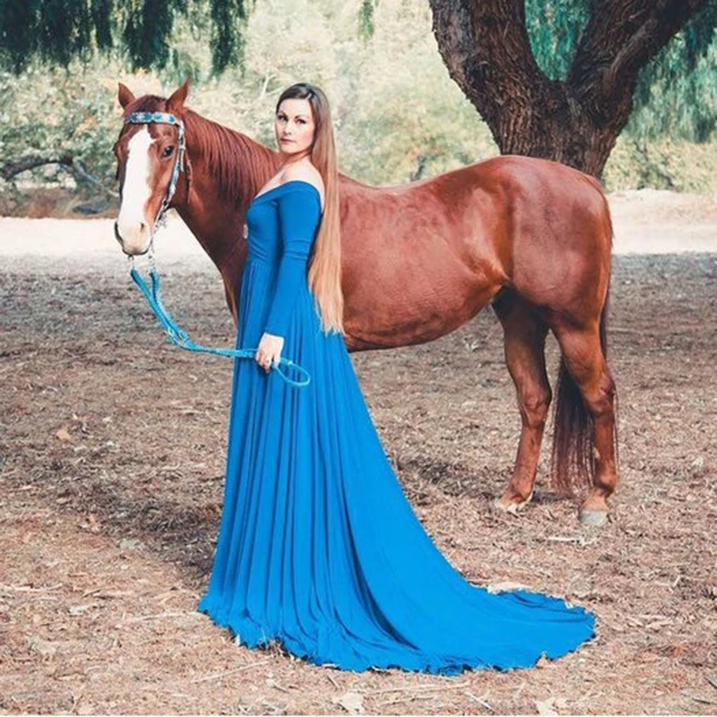 Платье для беременных с длинным рукавом и открытыми плечами|Вечерние платья| |