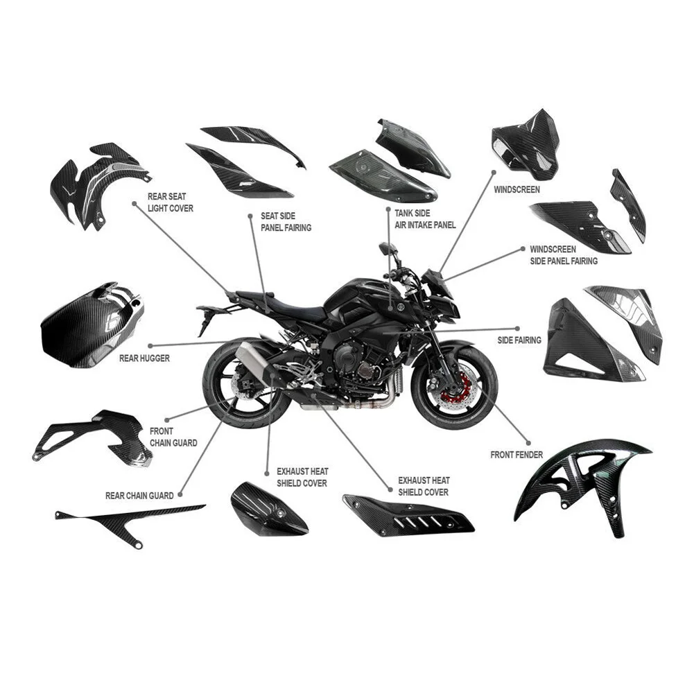 12 шт. комплект твиловых плетеных чехлов из 100% углеродного волокна для Yamaha MT10 2016 2017