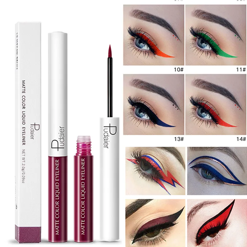 Pudaier макияж для глаз 15 цветов Матовая жидкая цветная подводка Быстросохнущий