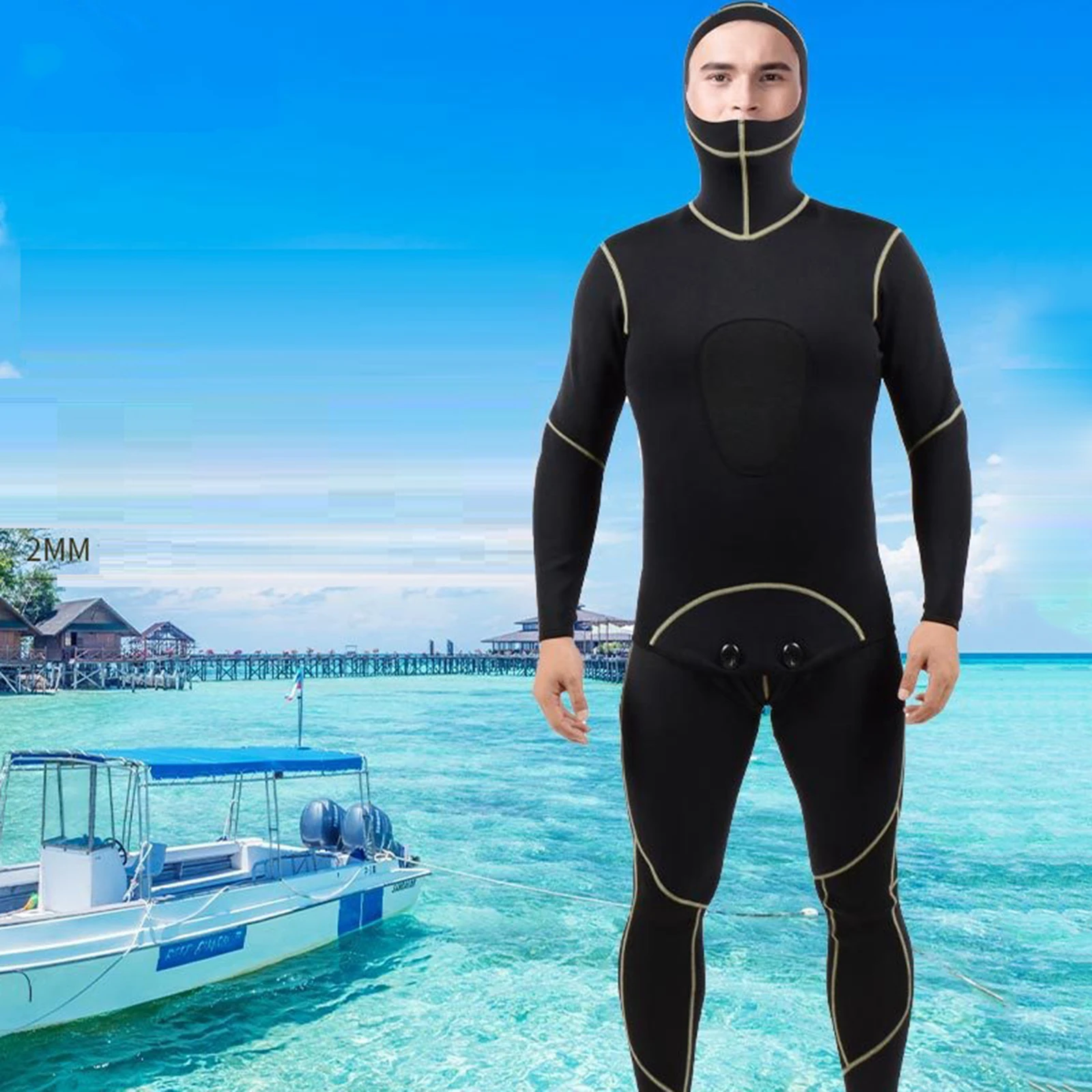 

2mm Neoprene Full Body Wetsuits Long Sleeve Surfing Swimming Diving Swimsuit