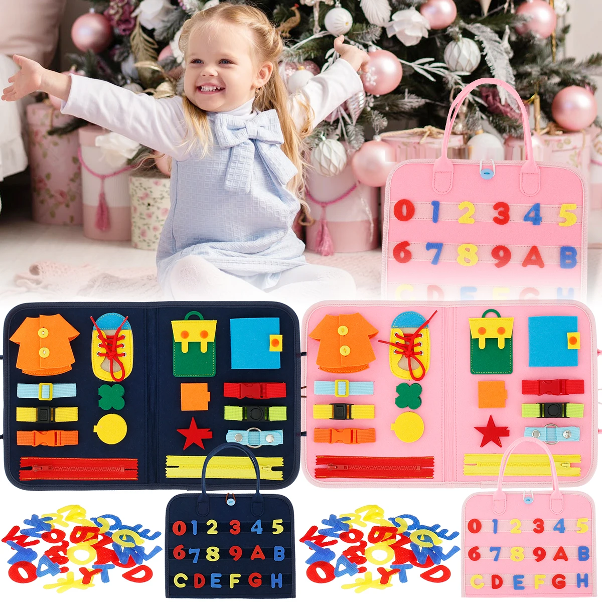 

Baby Busy Board Buckle Sensory Toys Basic Skills Toddler Activity Board for Kids Learning Fine Motor Skills Development Game