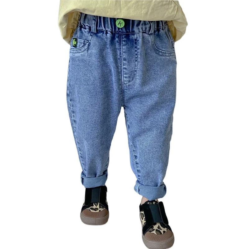 

Spring Children's Korean Version of Washed Soft Boys and Girls Simple Buttons Fashion All-match Comfortable Kids Jeans KJ20