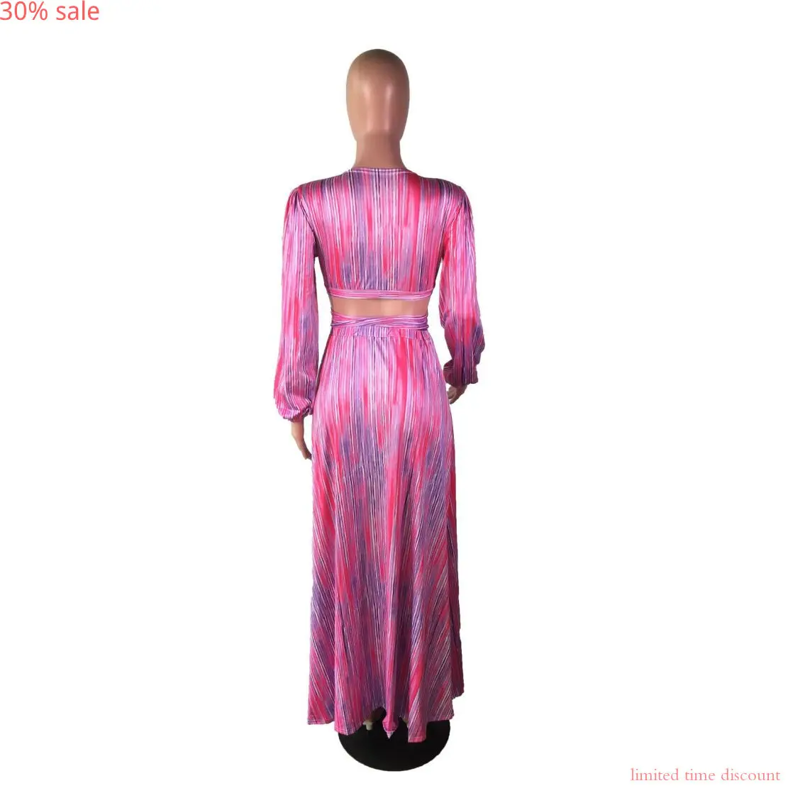 Two Piece Skirt Set Women 2020 Summer Stripes Print Lace Up Long Sleeve Crop Top Maxi Skirts Suit 2pcs Sexy Tracksuit Outfit |