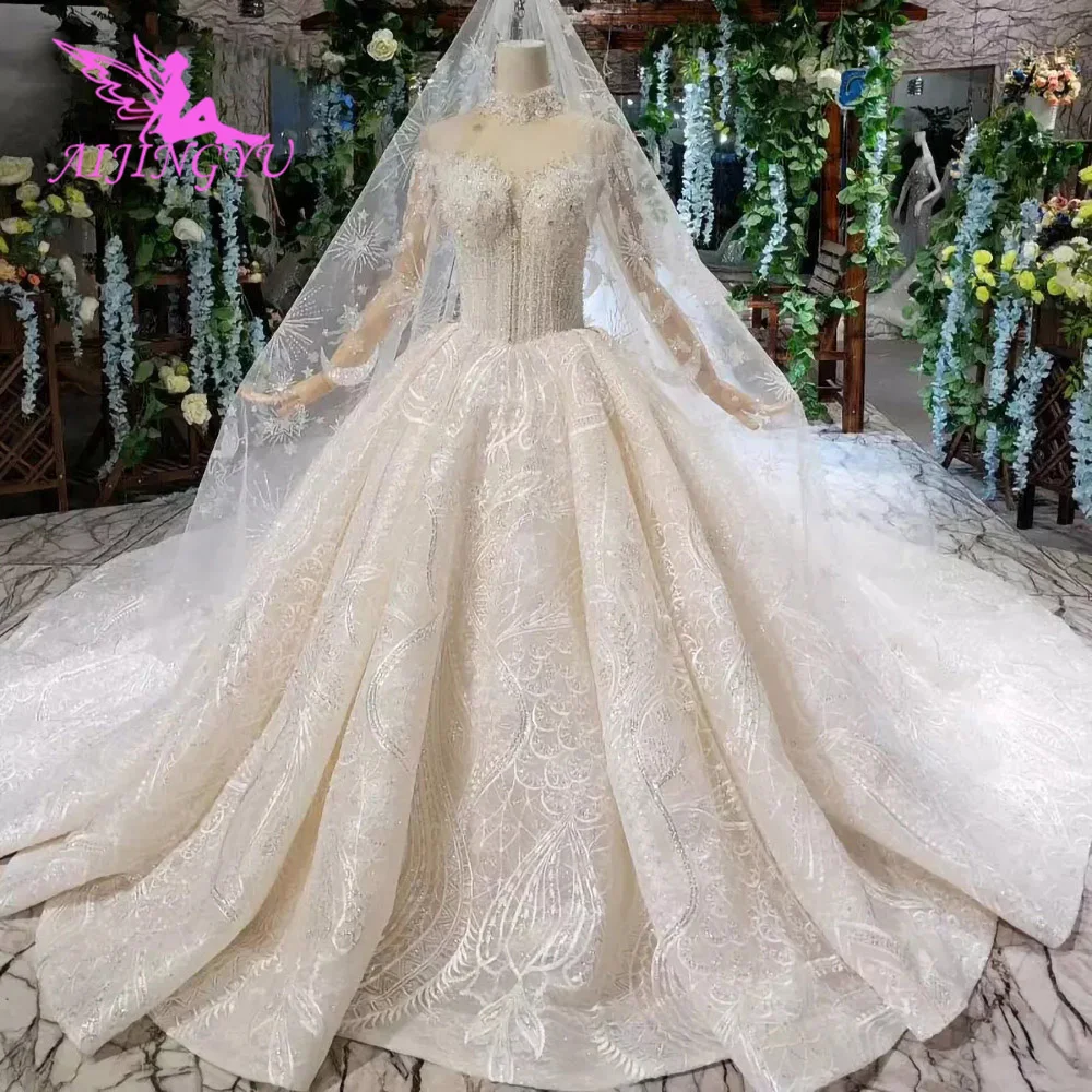 

AIJINGYU Long Sleeve Dress Suzhou Princess Hand Designs Sexy Pakistani Shop Gownes By Style 2021 Wedding Dresses