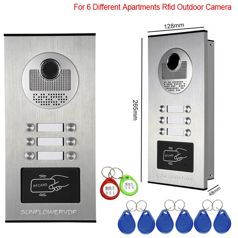 Video Intercom With Recording 32GB Wifi 9” Home Intercom 6 Apartments Security Door Entry Rfid Camera Web Wire Connection+ Lock