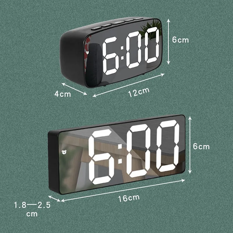 

Adjustable Acrylic/Mirror Alarm Clock LED Digital Clock Voice Control Snooze Time Temperature Display Night Mode