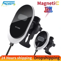 15w magnetic wireless charger car air vent stand mount phone holder fast charging station for iphone 12 qi wireless charger