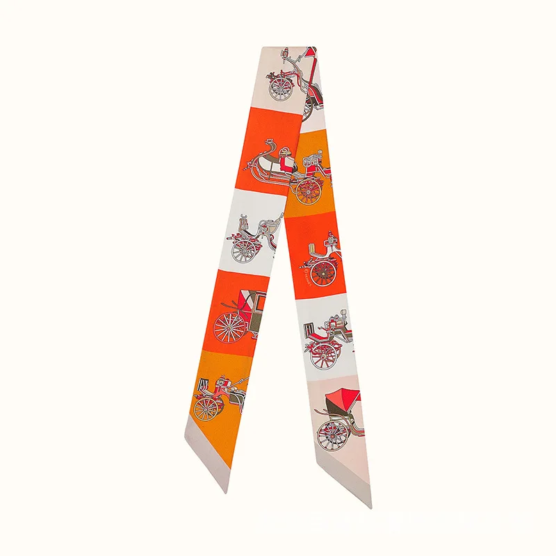 

2021 designer retro silk scarf women luxury carriage fashion headband wrap bag handle ribbon shawl scarf beach female BL19