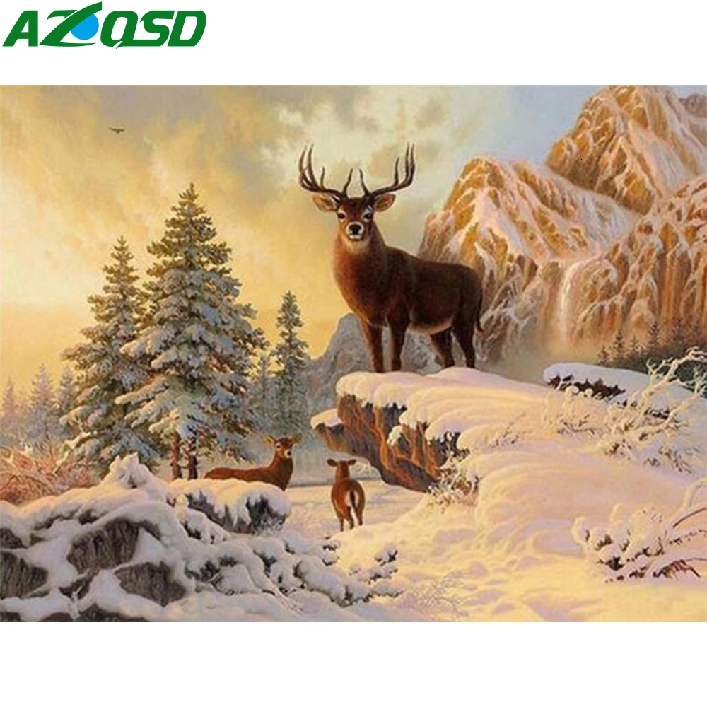 AZQSD 5D DIY Алмазная картина вышивка крестом олень стразы животные мозаика домашнего