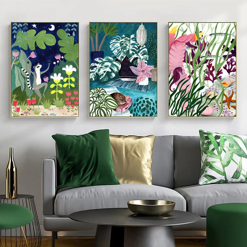 

Tiger Raccoon Giraffe Leopard Moroccan Boho Nordic Posters And Wall Art Canvas Painting Wall Pictures For Bedroom DecorPrints