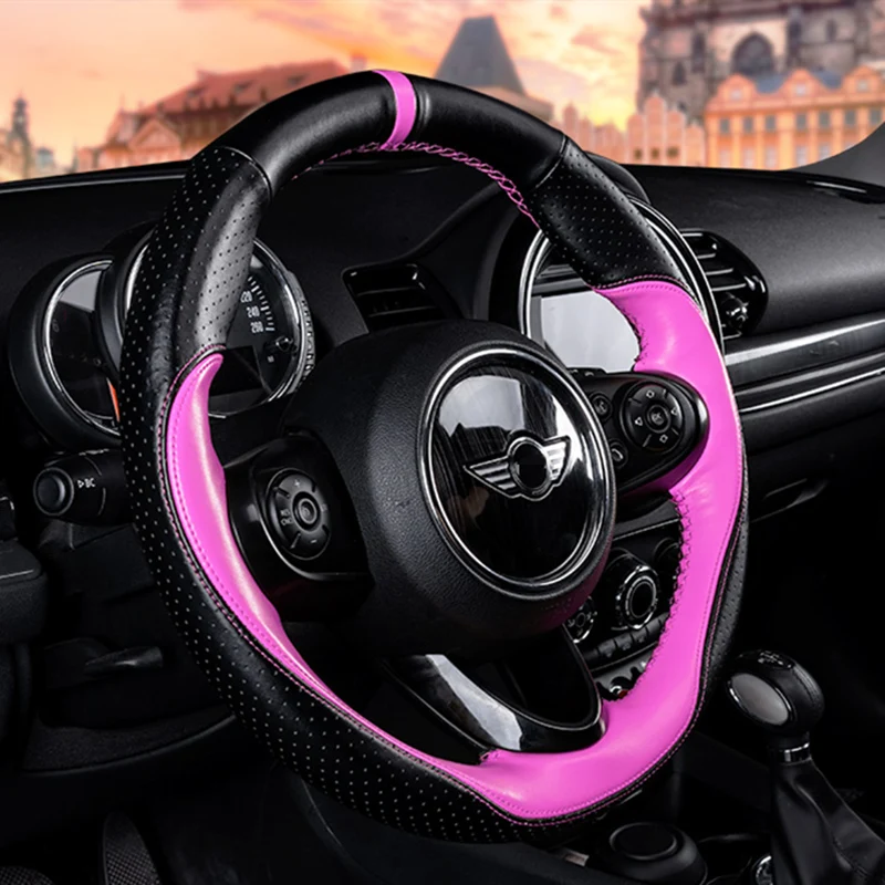 Чехол для руля из натуральной кожи 38 см BMW MINI Cooper S ONE F54 F55 F56 F57 F60|Чехлы на руль| |