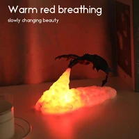 3d printed led fire dragon lamps night light rechargeable mood soft light for bedroom kid room bedroom camping hiking decoration