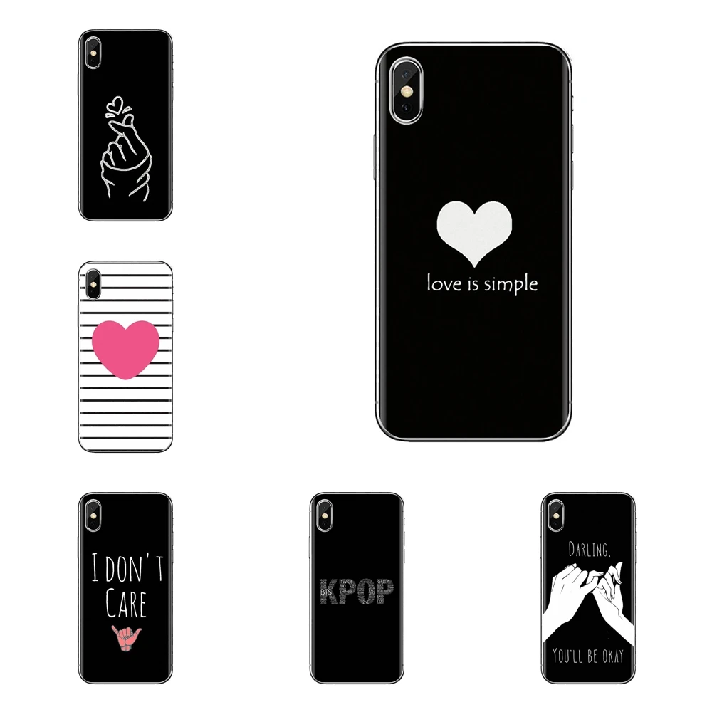 Черно-белый силиконовый чехол с рисунком сердца Love kpop для Xiaomi Redmi 4 3 3S Pro mi 4i 4C 5 5s Max