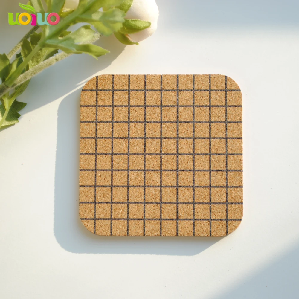 squares 1 шт./лот, натуральные пробковые подставки, Термостойкие чашки с печатью на заказ, коврик для кружки, кофе, чая, горячая подставка для напитков, для обеденного стола - Цвет: squares