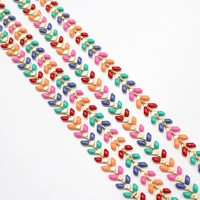 2 meters 6mm bezel set colorful gold plated copper fashion chain paperclip neck chain pearl necklace bracelet making diy