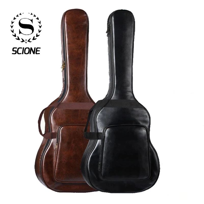 

Scione 40, 41 дюймов, искусственная кожа, водонепроницаемый, акустическая, народная гитара, сумка, 20 мм, утолщенный, с хлопковой подкладкой, для ги...