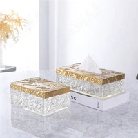 european crystal resin tissue box creativity relief decorative living room modern paper boxes hotel front desk tissues organizer