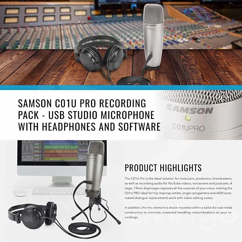 Samson C01U Pro USB Студийный конденсаторный микрофон для профессионального радио