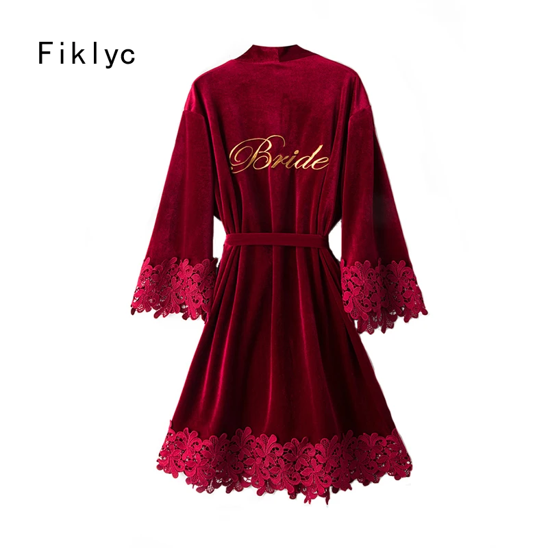

Fiklyc underwear winter velvet brides / bridesmaid robes luxury female beautiful nighties HOT sexy sleepwear bathrobes clothing