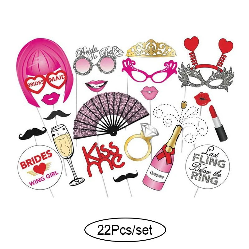 22Pcs set kiss me Свадебные DIY украшения фото стенд реквизит забавная маска очки Усы губы на палочке Baby Shower Свадьба День рождения принадлежности для вечеринок - Цвет: 22Pcs set kiss me