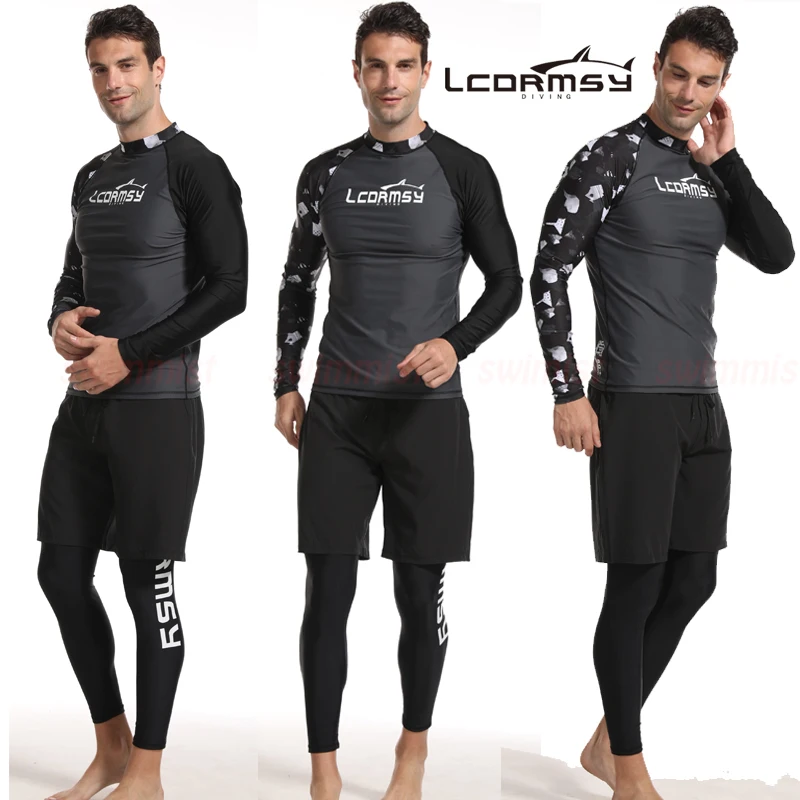 LCDRMSY MEN'S RASH GUARDS BEACH LONG SLEEVES SURF SWIMMING TOP SHIRT PANT SHORTS SET WATER SPORTS WETSUITS QUICK-DRYING UPF 50+ | Спорт и