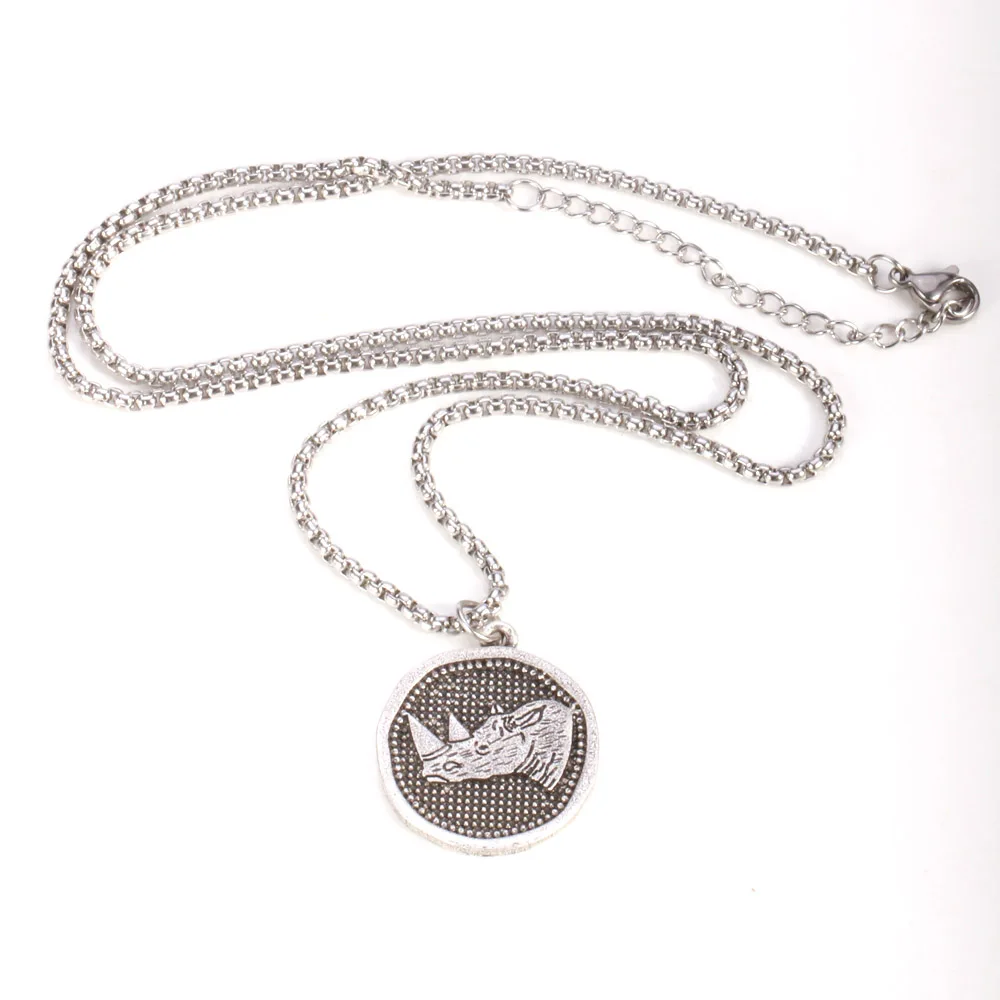 Ожерелье с Носорогом уникальный кулон медаль монеты животными 25 х мм подарки